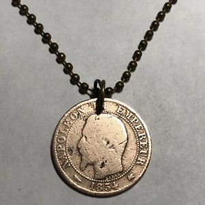 1854 France COIN PENDANT French Napoleon III Antique Great Gift! 🎁 170 Years